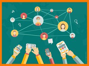 varios rostros acosados por manos sosteniendo móviles